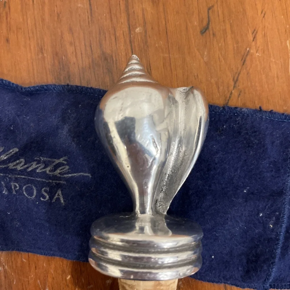 Mariposa Sea Shell Seashell Wine Bottle Stopper Recycled Aluminum Beach‎ Cork